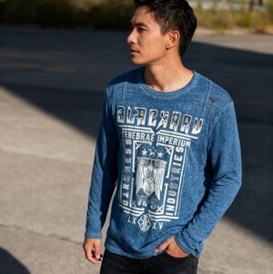 Blackarv Size L Long Sleeve Shirt – Blue | Casual | Polyester & Cotton Blend